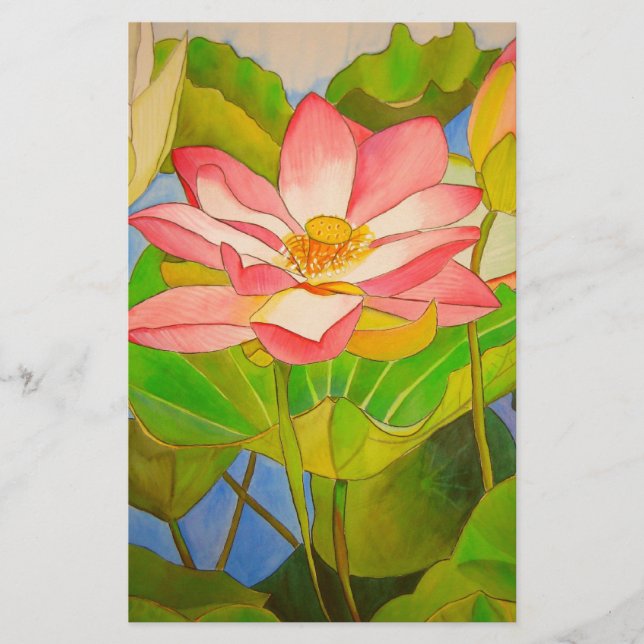 Lotus rosa vattenfärgsmålning (Framsida)