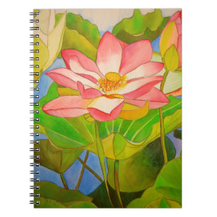 Lotus rosa vattenfärgsmålning anteckningsbok