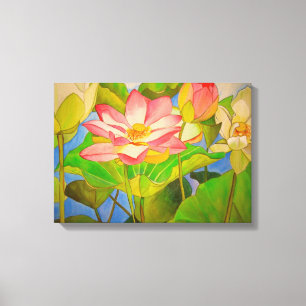 Lotus rosa vattenfärgsmålning canvastryck