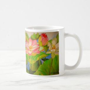 Lotus rosa vattenfärgsmålning kaffemugg