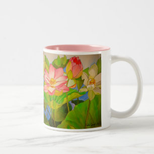 Lotus rosa vattenfärgsmålning Två-Tonad mugg