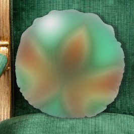Lotus Round Pillow-orange & Grönt Abstrakt Rund Kudde