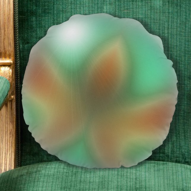 Lotus Round Pillow-orange & Grönt Abstrakt Rund Kudde (Skapare uppladdad)