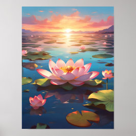 Lotus Serenity vid Sunset Poster