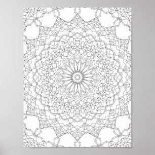 Lotus Star Mandala Målarbild Detaljerad Mönster Poster