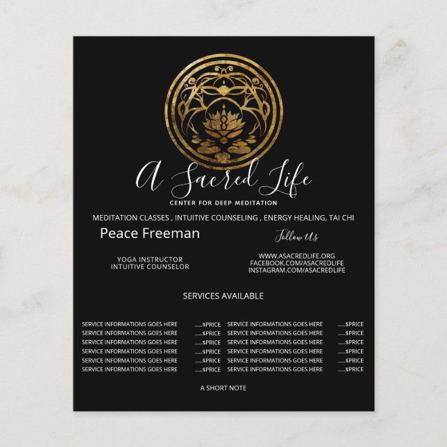 Lotus Stillhet | Gyllene Mandala-design Flygblad (Framsidan)