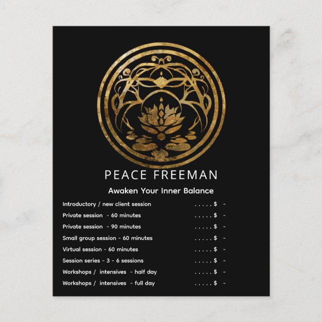 Lotus Stillhet | Gyllene Mandala-design Flygblad (Framsidan)