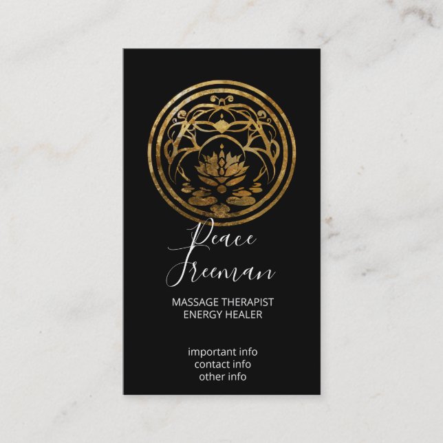 Lotus Stillhet | Gyllene Mandala-design Visitkort (Framsida)