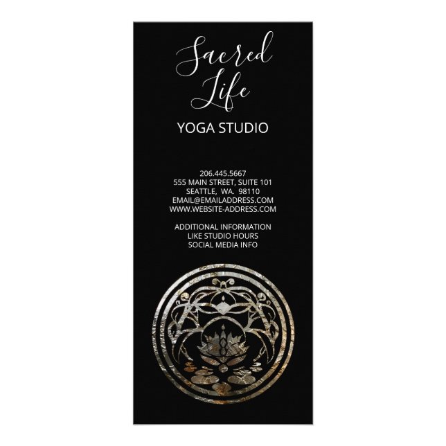 Lotus Stillhet | Silver Mandala Design Reklamkort (Baksidan)