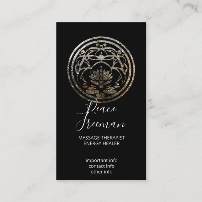 Lotus Stillhet | Silver Mandala Design Visitkort (Framsida)
