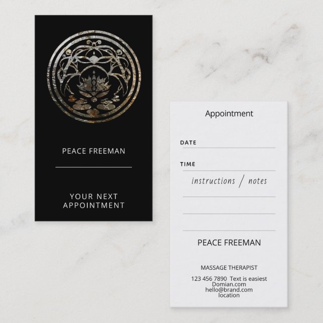 Lotus Stillhet | Silver Mandala Design Visitkort (Fram/baksida)