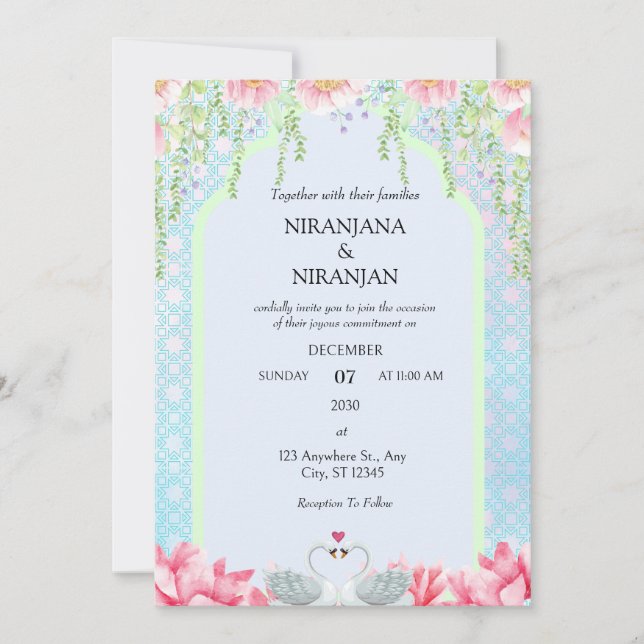 Lotus Tema Bröllop Inbjudningar (Framsida)