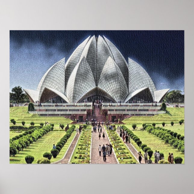 Lotus Temple Delhi Indien Poster (Framsidan)