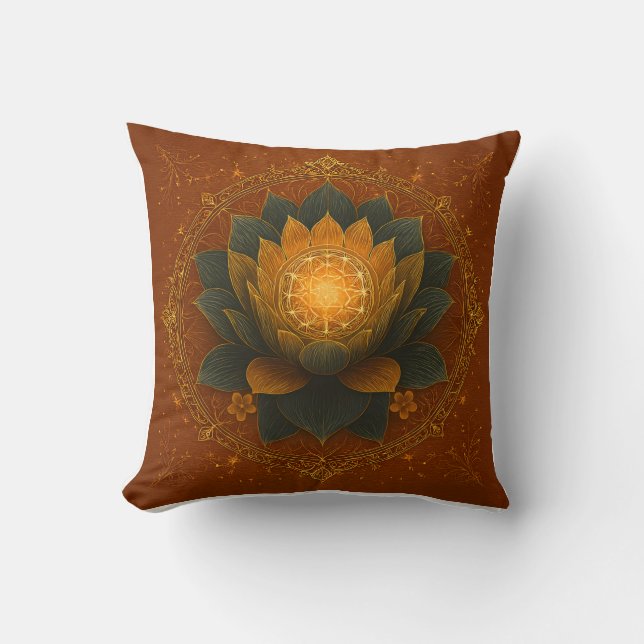Lotus Third Öga Mandala Pillow - Helig Geometry Kudde (Framsida)