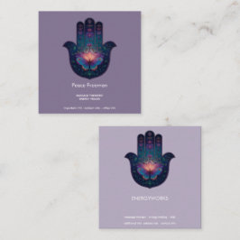 Lotus Uppvaknande | Hamsa Hand Design Fyrkantigt Visitkort