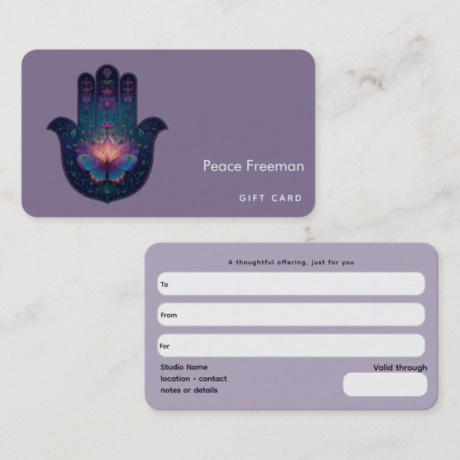 Lotus Uppvaknande | Hamsa Hand Design Visitkort (Fram/baksida)