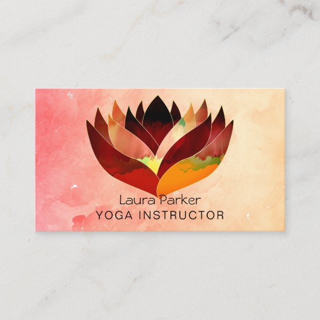 Lotus Vatten färg Yoga Lärar Holistisk Hälsa Visitkort (Framsida)