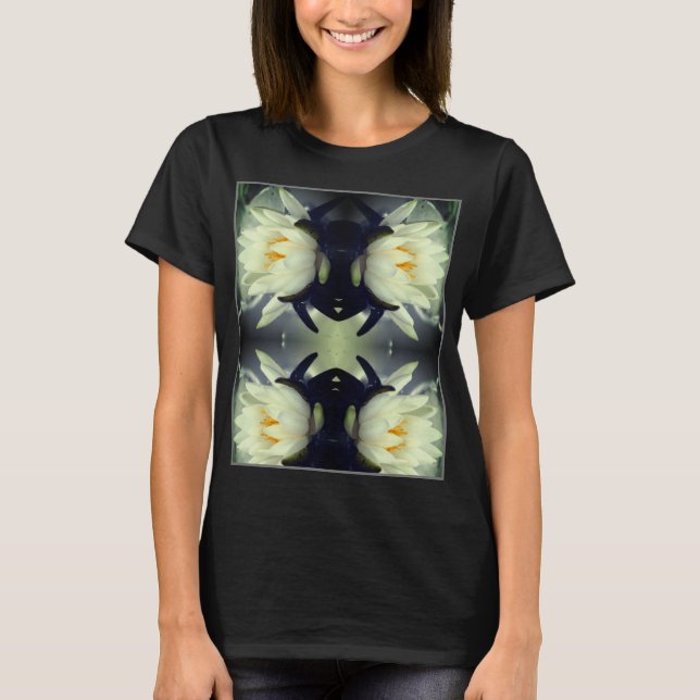 Lotus Vatten Lily Flower Abstrakt Art T Shirt (Framsida)