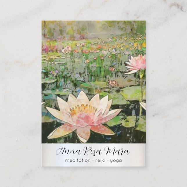 *~* Lotus Vatten Lily Nature Flowers QR AP67 Art Visitkort (Framsida)