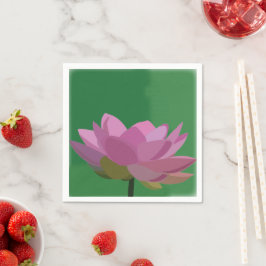 Lotus Vatten Lily Rosa Flower Blommigt Pappersservett