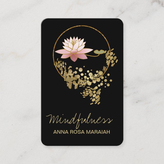 *~* Lotus Vatten Lily Yoga Mindfulness Glitter Visitkort (Framsida)