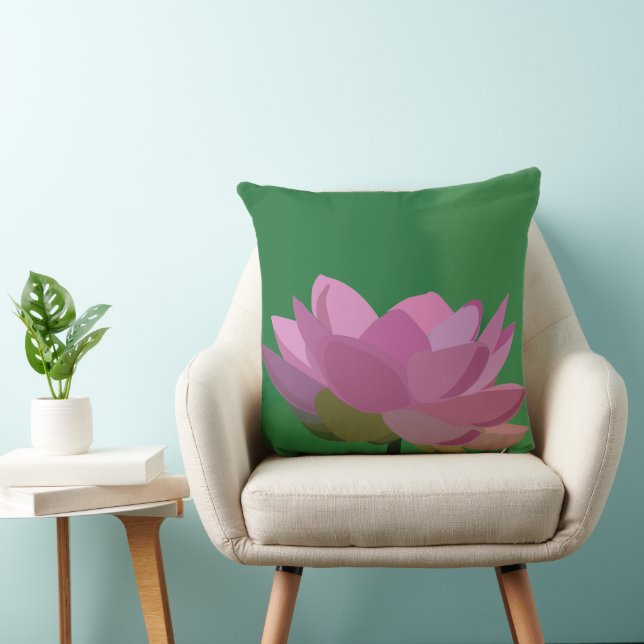 Lotus vattenlilja rosa blomma kudde (Stol)