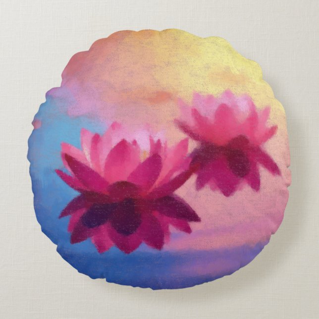 Lotus Vibrant Rund Kudde (Framsidan)