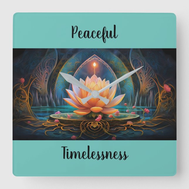 Lotus Wall Clock Fyrkantig Klocka (Framsida)