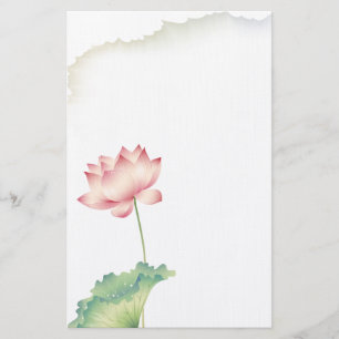 Lotus Watercolor Stationery Brevpapper