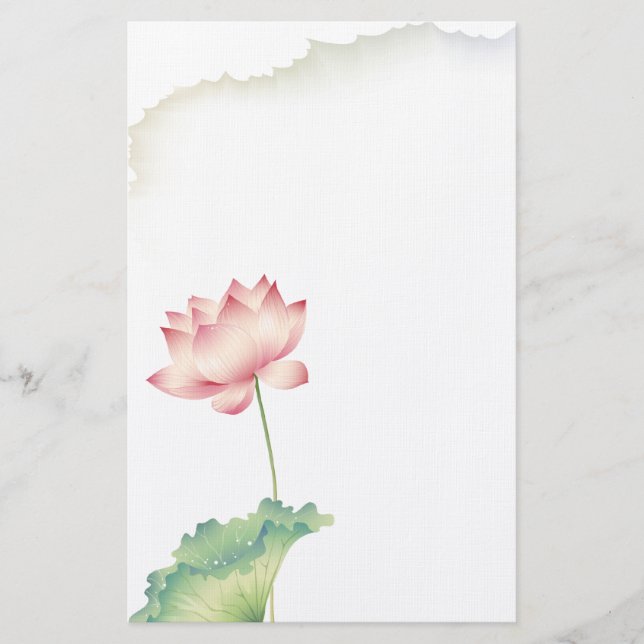 Lotus Watercolor Stationery Brevpapper (Framsida)