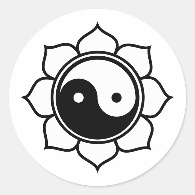 Lotus Yin Yang Runt Klistermärke (Framsida)