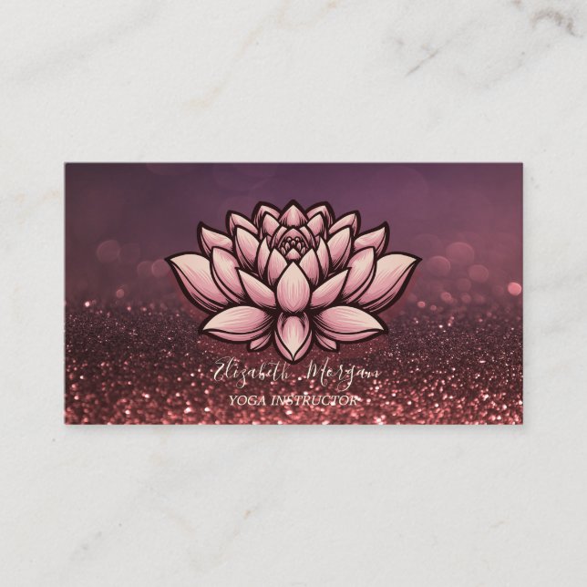 Lotus Yoga Instructor Burgundy Bokeh Visitkort (Framsida)