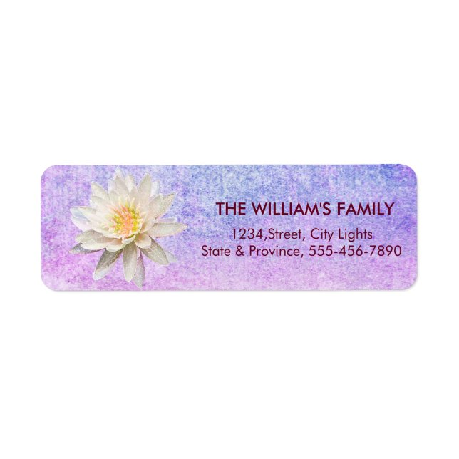 Lotus Yoga Meditation Blommigt Lila Return-etikett Returadress Etikett (Framsidan)