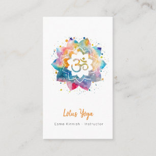 Lotus Yoga Watercolor Stänk Serene Studio Busine Visitkort