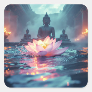 LOTUS - ZEN BUDDHISM FYRKANTIGT KLISTERMÄRKE