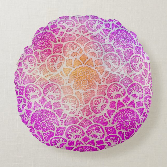 Lotus Zen Meditation Pillow Rund Kudde (Framsidan)