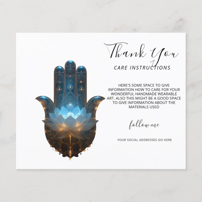 Lotusbelysning | Hamsa Hand Design Flygblad (Framsidan)