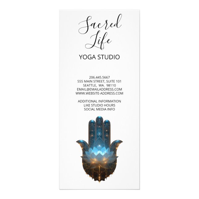 Lotusbelysning | Hamsa Hand Design Reklamkort (Baksidan)
