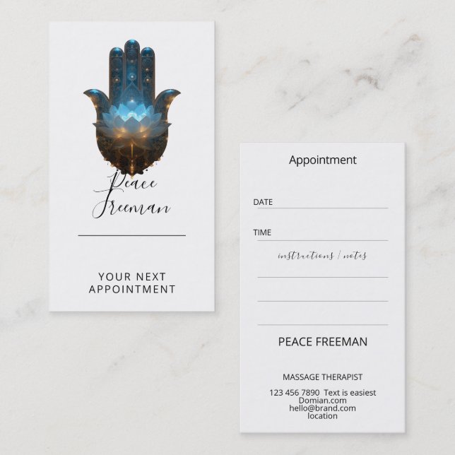 Lotusbelysning | Hamsa Hand Design Visitkort (Fram/baksida)