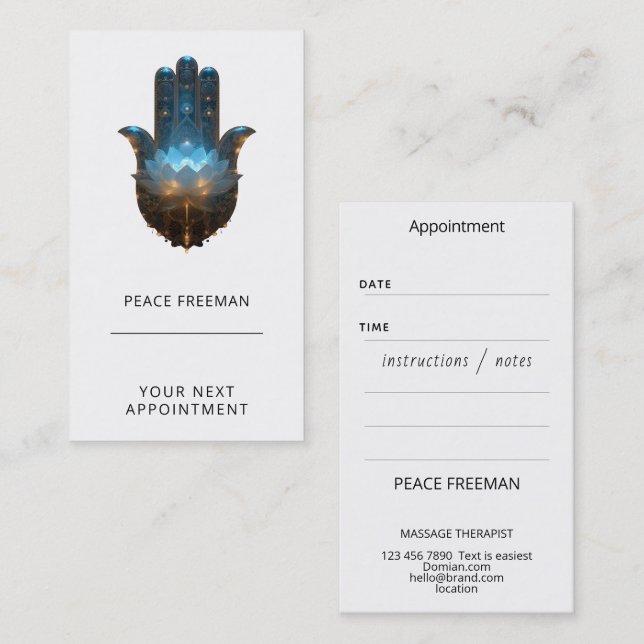 Lotusbelysning | Hamsa Hand Design Visitkort (Fram/baksida)