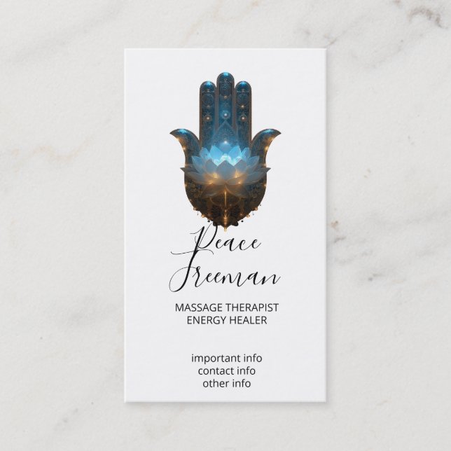 Lotusbelysning | Hamsa Hand Design Visitkort (Framsida)