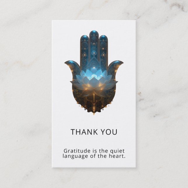 Lotusbelysning | Hamsa Hand Design Visitkort (Framsida)
