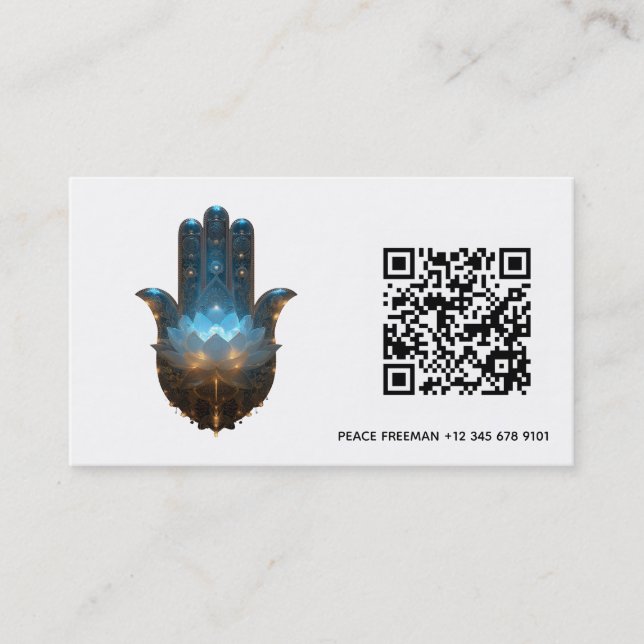 Lotusbelysning | Hamsa Hand Design Visitkort (Framsida)
