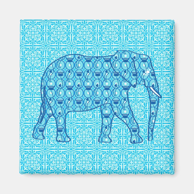 Lotusblomma elefant - turkos magnet (Framsidan)