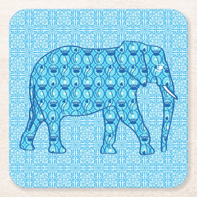 Lotusblomma elefant - turkos underlägg papper kvadrat (Framsidan)