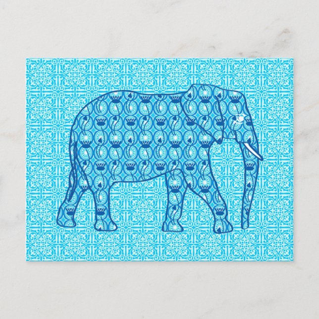 Lotusblomma elefant - turkos vykort (Framsida)