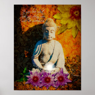 Lotusblomma för Buddha citationsteckenlilor Poster