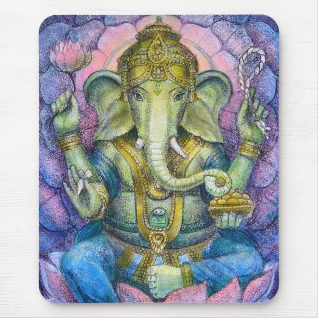 Lotusblomma Ganesha Mousepad Musmatta (Framsidan)
