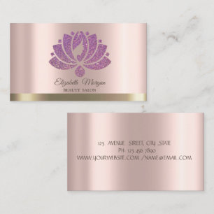 Lotusblomma Glitter Roséguld Skönhetssalong Visitkort
