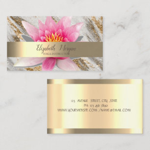 Lotusblomma Guld Glitter Marmor Yoga Visitkort